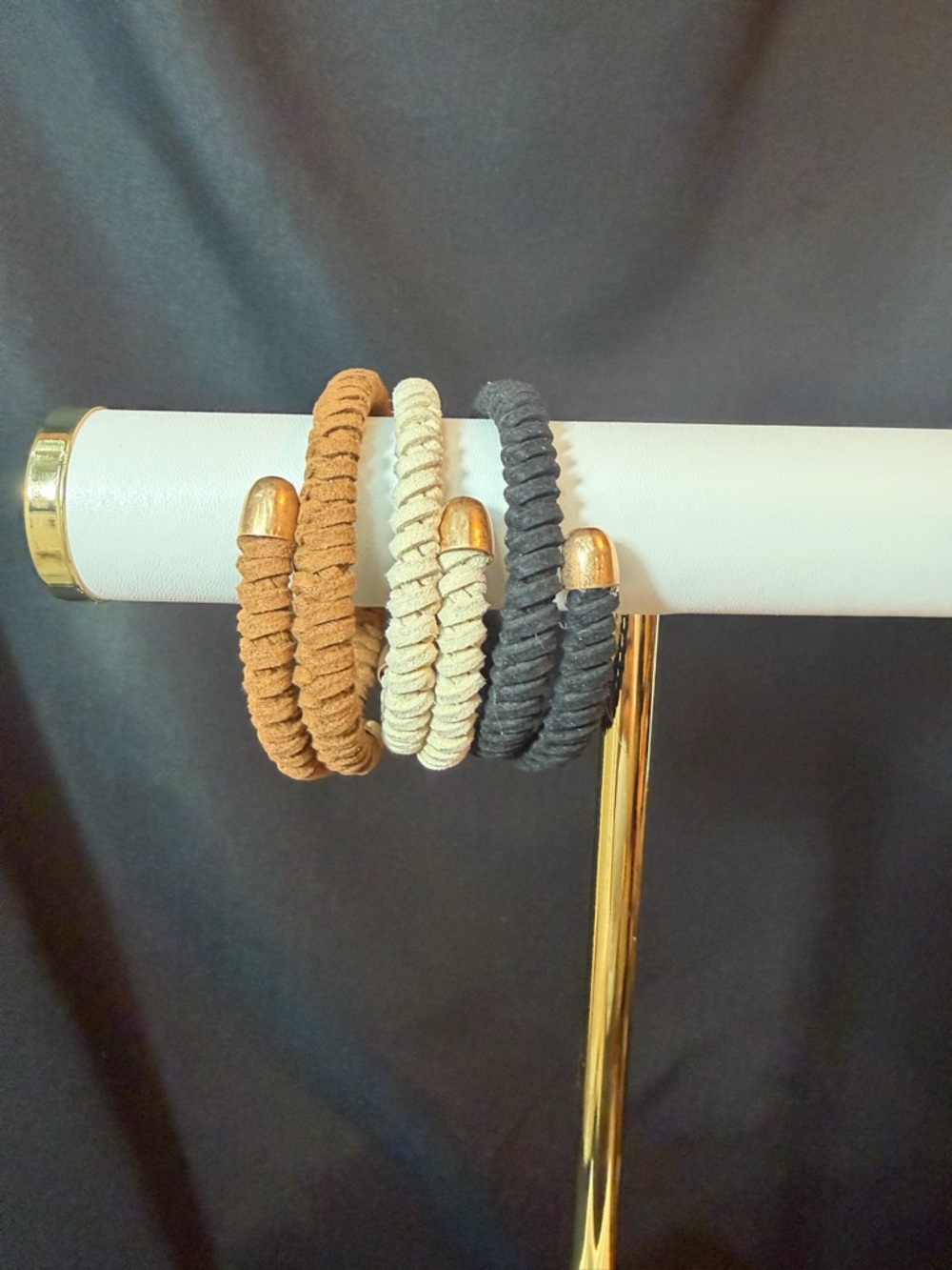 Plunder Suede Wrap Bracelet Set - Black, Cream, Brown